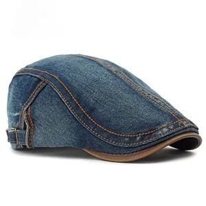 Denim Driving Cap with Contrast Stitching